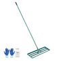 Lawn rake with steel 198 cm handle, 91x25 cm