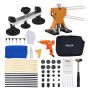 Dent removal kit, 60 pcs, paintless, with jack and hammer
