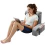 Reading pillow with armrest, 3 pockets, gray, large