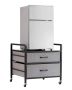 Mini fridge stand with storage and casters, grey, 176 L, 2 drawers