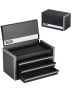 Metal Portable Tool Box, 8.6 Inch, with 3 Drawers, Black