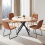 5-piece dining table set with 4 upholstered orange chairs