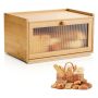 Bamboo bread box, large capacity, with acrylic lid