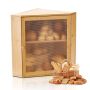 Corner wooden bread box made of bamboo, large capacity, natural