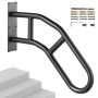 Outdoor stair railing, 29 inch, matte black, U-shaped, wall-mounted