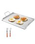 Stainless steel rectangular frying pan, 23x16 inches, gas, BBQ and teppanyaki