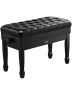 Adjustable piano bench with storage box and wooden shelf, 75x36x51.5 cm