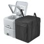 Portable travel toilet 20.1 L with drop-down lid and basket