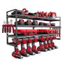 Power tool wall organizer, 4-layer shelf with drill and screwdriver holders
