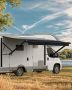 Motorized 16' RV awning with aluminum frame, black