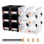Plastic storage boxes 37.7x21.5x18 cm (12 pcs.) black and transparent