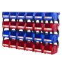 Plastic hanging storage box, 5x4x3 inches, blue/red, 24-pack