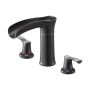 Roman Zinc Alloy Bathroom Faucet with 3 Hole Waterfall, 2 Handles, Deck Mount, Oil Rubbed Bronze Finish, No Drip