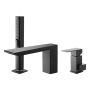 Roman bathroom faucet with shower head, matte black, stainless steel
