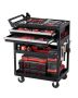 5-tier tool trolley with wheels, 2 drawers, perforated board, black