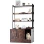 Wooden cat litter box enclosure with shelves, dark brown, 85x49x147 cm