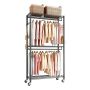 Clothes rack with wheels, carbon steel, 204 kg load capacity, 3 adjustable levels