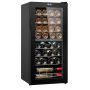 32-bottle wine cooler, dual-zone wine refrigerator, freestanding, tempered glass door