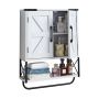 Wall-mounted bathroom cabinet white with 2 doors and towel rack