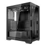 Mid-sized gaming PC case with tempered glass and fans