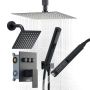 Ceiling shower system 254 mm with wall and hand shower, matt black