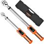 Digital torque wrench set, 2 pcs., 1/2 and 3/8 inch drive, electronic, ±2% accuracy, audible signal and LED