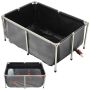 Rectangular Canvas Above Ground Fish Pond 126.8 Gallon, PVC, Black, with Stainless Steel Frame