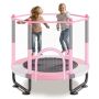 60-inch children's trampoline with safety net and basketball hoop, pink