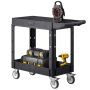 Universal service cart, 550 lbs., 31.3x17.7 in., plastic, 2 shelves, with casters with brakes