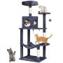 Cat tower with house, sisal scratching post and hammock, dark grey, 56 cm