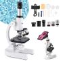 Professional monocular microscope 40–2000x, aluminum body, LED, phone holder