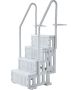 Pool ladder, 4 steps with double handrails, grey, 122-137 cm