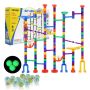 Marble Run Set with Glowing and Glass Marbles, 150 Pieces Educational Game for Kids