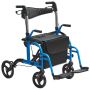 Walker and transport chair for seniors, aluminum, foldable, wheels