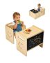Wooden Montessori table and chair set with chalkboard, for children 1-5 years old