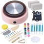 Mini electric pottery wheel, 158 mm, pink, with shaping tools