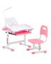 Children's learning table and chair set with adjustable table, pink