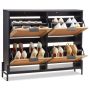 Rattan shoe cabinet with 4 drawers, metal legs, light
