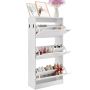 Shoe cabinet with 3 folding drawers and side hooks