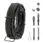 Sectional sewer cleaning cable 20.1 m x 1.6 cm with 7 cutting tips