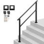 Outdoor stair railing, black carbon steel, 4-5 step set