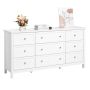 9-drawer wooden chest of drawers with sliding drawers and protection, white, retro