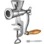Manual coffee grinder with wooden handle, stainless steel, tabletop clamp