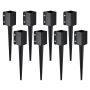 Metal fence post fixing stakes, 8 pcs., black, 24x4x4 inches