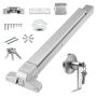 Door lock with push rod, stainless steel, for metal and wooden doors