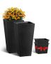 2-Tier Black Conical Square Outdoor Planters, 22 Inch, Set