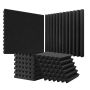 Acoustic foam panels, 36 pcs., 12x12x2 inches, black, fireproof
