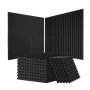 Acoustic foam panels, 52 pcs., 12x12x1 inch, black, fireproof