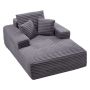Modern gray upholstered chaise longue with cushions, 138 cm, indoor