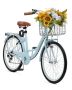 Cruiser bike, 7 gears, 26 inches, light blue, with basket and rack